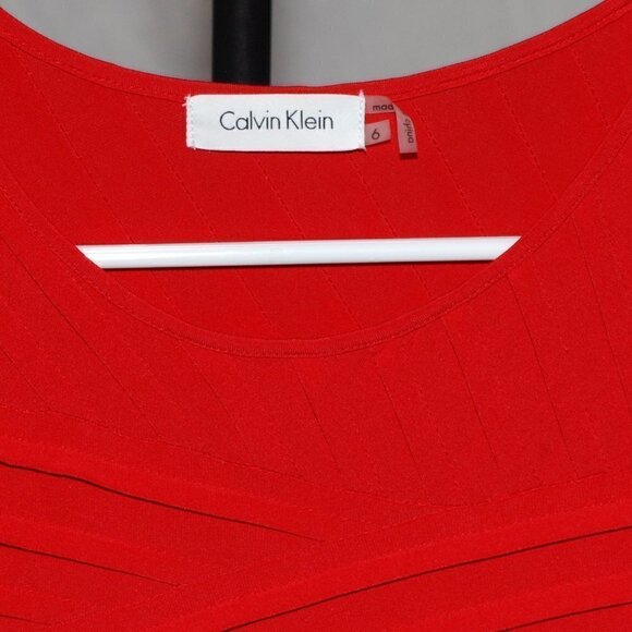 Calvin Klein Womens Size 6 Cocktail Red Dress Party Wedding Christmas Holiday - Picture 2 of 6
